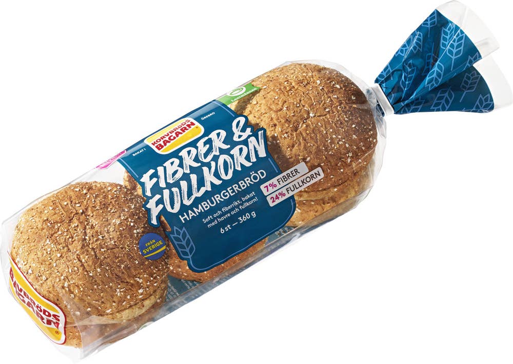 Korvbrödsbagarn Hamburgerbröd Fiber & Fullkorn 6-p