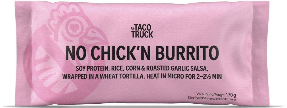 El Taco Truck No Chik'n Burrito Vegansk Fryst
