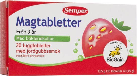 Semper Magtabletter Jordgubb , Tuggtablett, 30 st