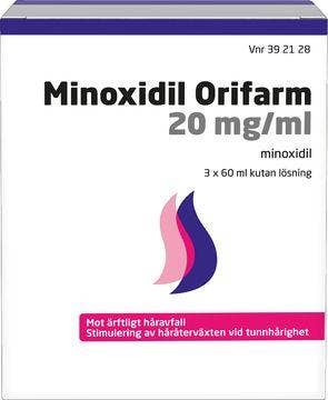 Minoxidil Orifarm Minoxidil Orifarm, Kutan lösning 20 mg/ml Minoxidil 3 x