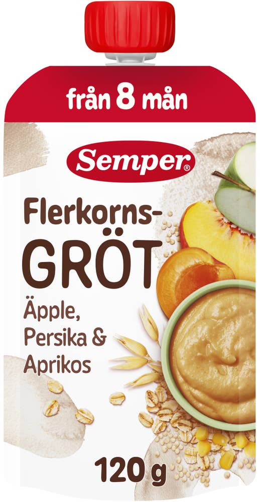Semper Flerkornsgröt Äpple, Persika & Aprikos +8M