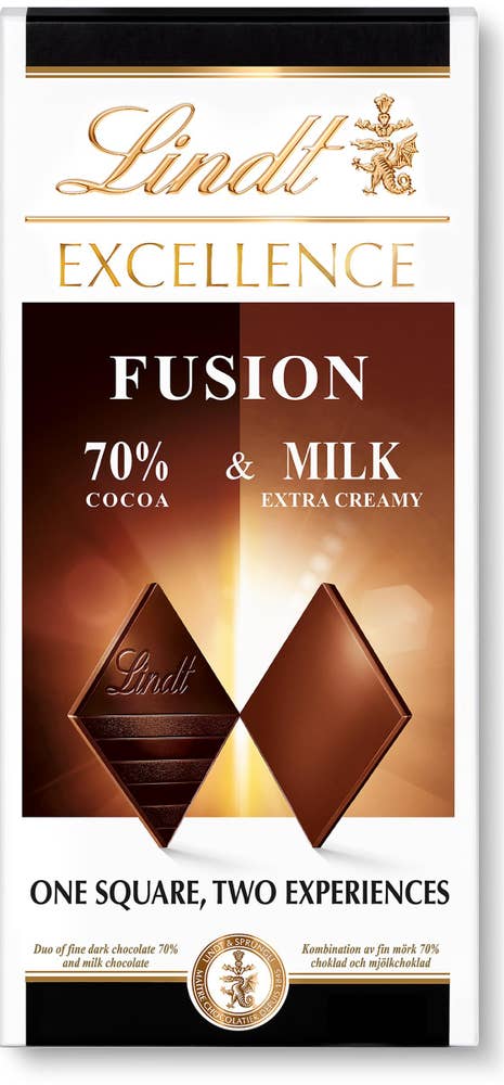 Lindt Excellence Chokladkaka Fusion Milk & 70%