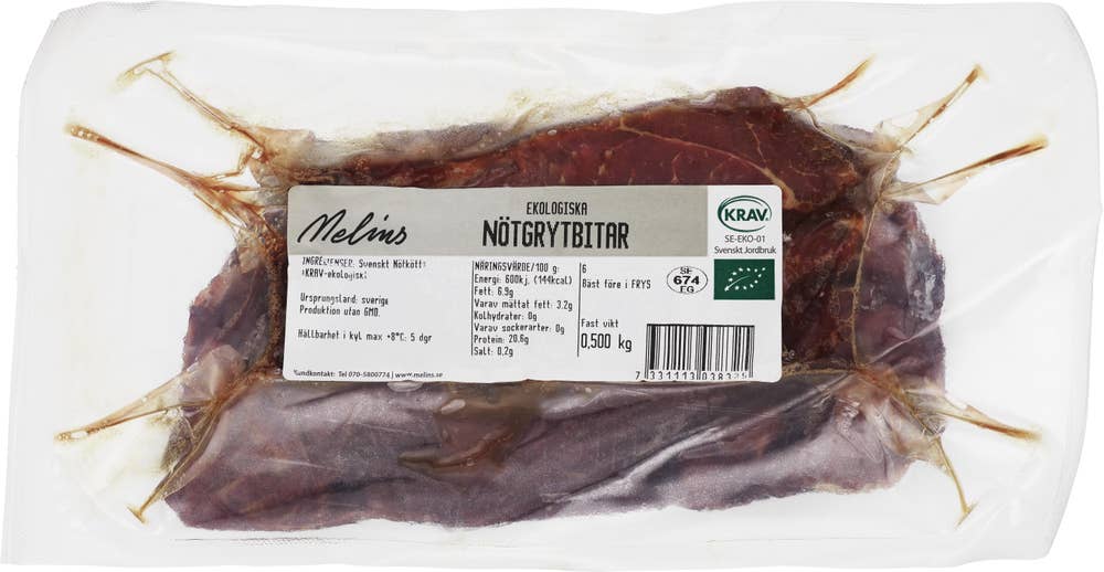 Melins Nötgrytbitar Fryst EKO/KRAV