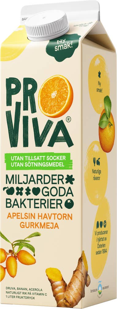 ProViva Fruktdryck Apelsin, Havtorn & Gurkmeja Utan Tillsatt Socker & Sötningsmedel 1L Proviva
