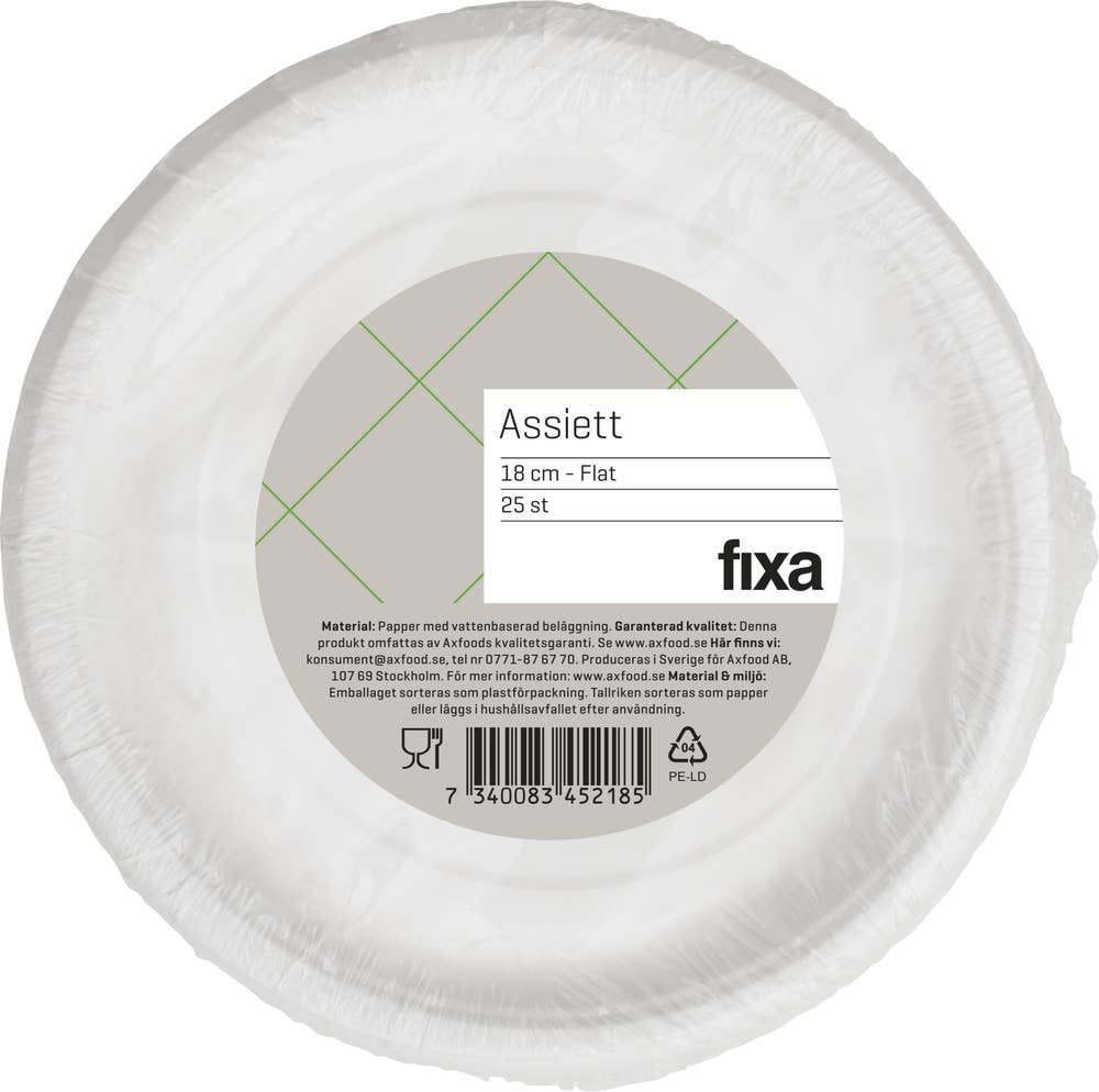 Fixa Engångstallrik Assiett 18cm
