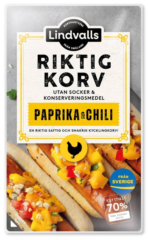 Lindvalls Kycklingkorv Paprika & Chili