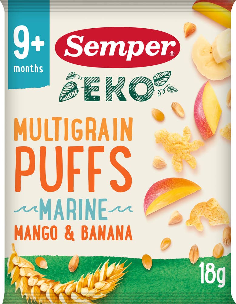 Semper Multigrain Puffs Mango & Banan +9M EKO