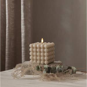 Star Trading Blockljus LED Flamme Dot Beige 10x12,5cm