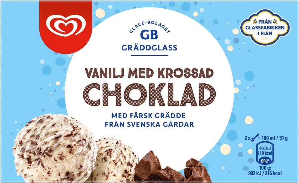 GB Glace Gräddglass Vanilj med Krossad Choklad