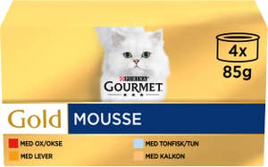 Gourmet Gold Våtfoder Mousse med Tonfisk/Lever/Kalkon/Oxkött