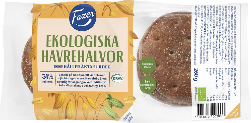 Fazer Bageri Havrehalvor EKO/KRAV Fazer