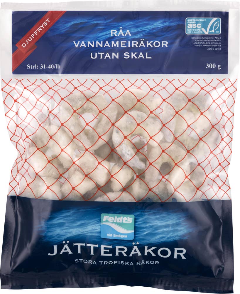 Feldts Vannameiräka Rå Utan Skal 31/40 ASC Fryst