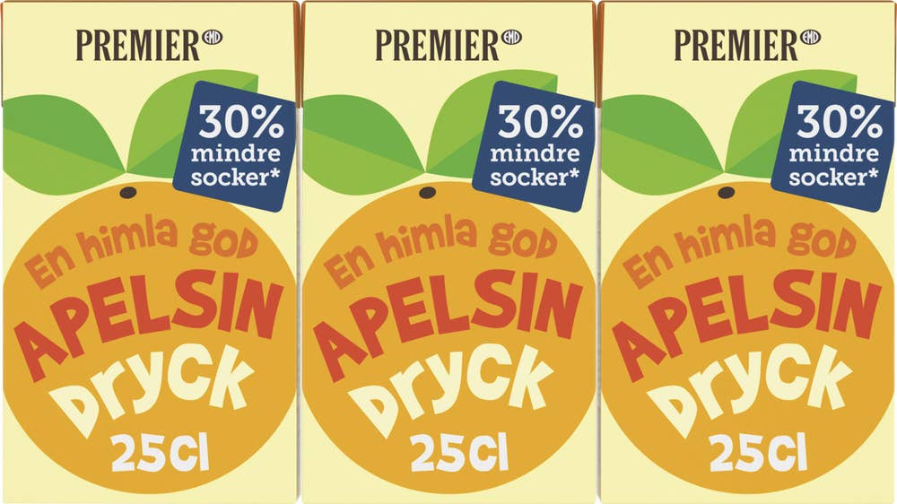 Premier Apelsindryck Mindre Socker 3x25cl