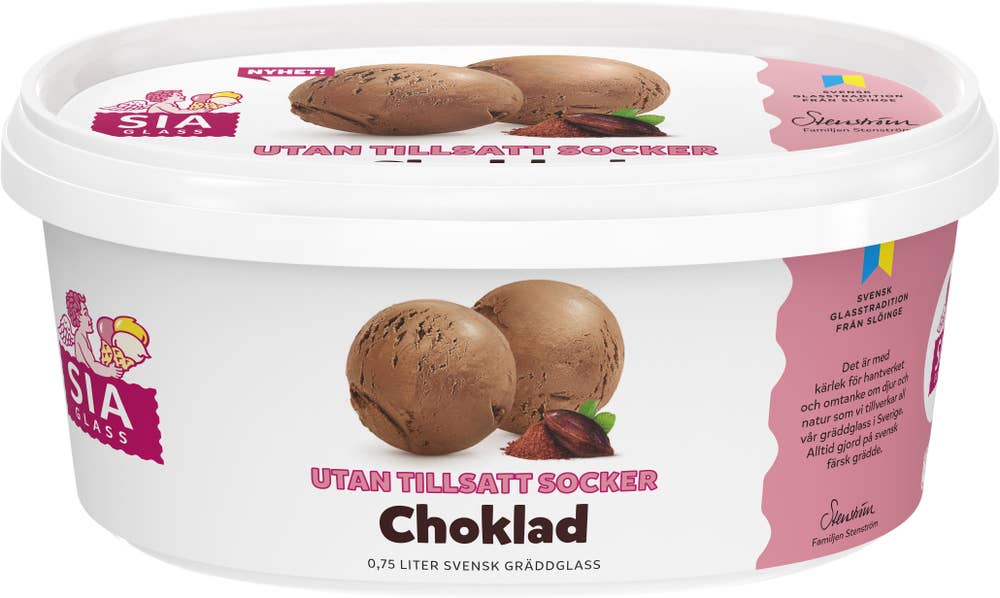 SIA Glass Gräddglass Choklad Utan Tillsatt Socker SIA Glass