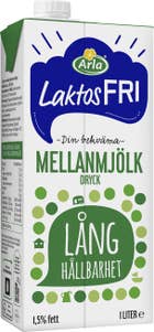 Arla® Mellanmjölk Laktosfri med Lång Hållbarhet 1,5%