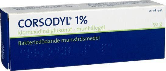 Corsodyl 1 %, Klorhexidin, munhålegel,