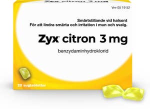 Zyx Sugtablett Citron Benzydaminhydroklorid 3mg