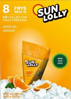 Sun Lolly Isglass Apelsin Frys Själv