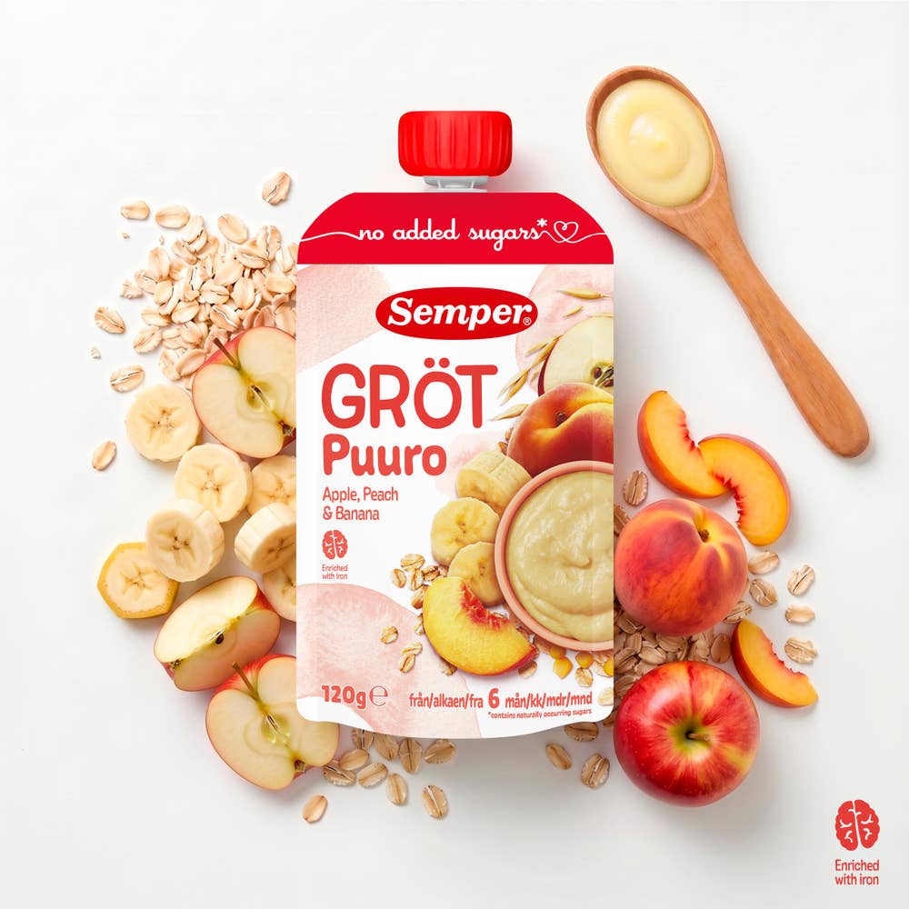 Semper Gröt Äpple, Persika & Banan 6M