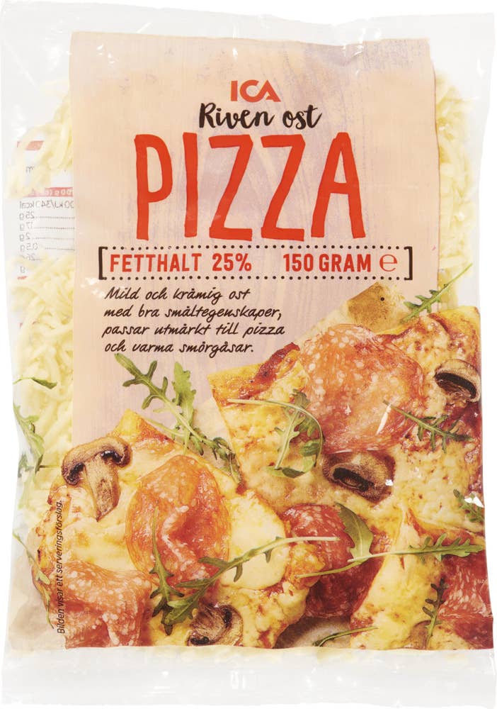 Ej sorterad Riven Pizza ost Ica