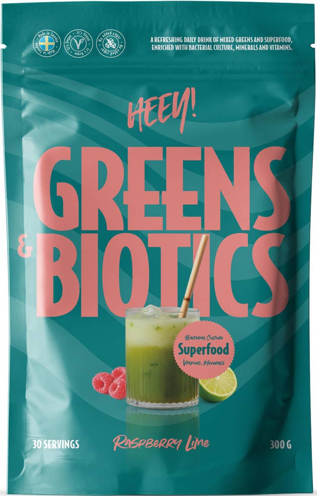 Heey! Greens & Biotics Superfood Raspberry Lime 30 portioner