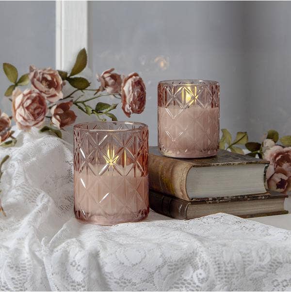 Star Trading Ljus LED Flamme Romb Rosa 10x12,5cm