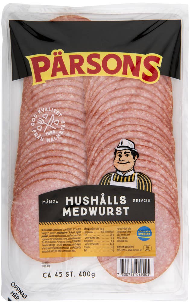Pärsons Hushållsmedwurst Skivad 400g Pärsons