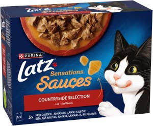 Latz Kattmat Kalkon/Oxe/Lamm/Anka i Sås 12x85g