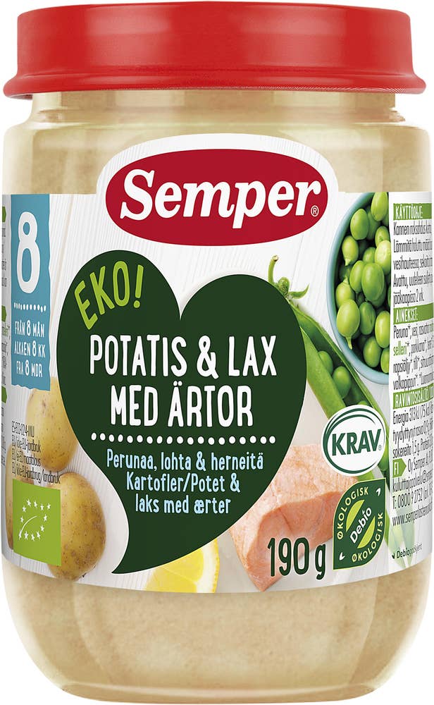 Semper Potatis & Lax med Ärtor 8M EKO/KRAV