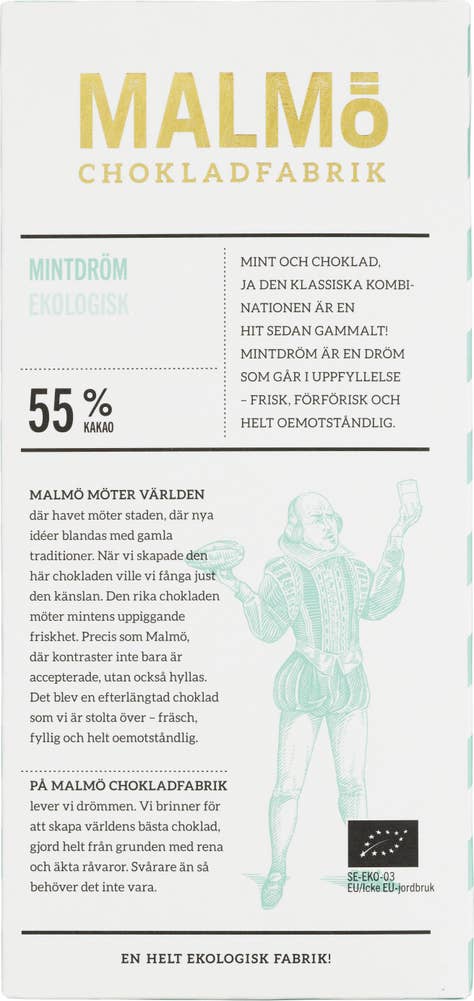 Malmö Chokladfabrik Chokladkaka Mint 55% EKO