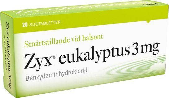 Zyx Sugtablett Eukalyptus Benzydaminhydroklorid 3mg