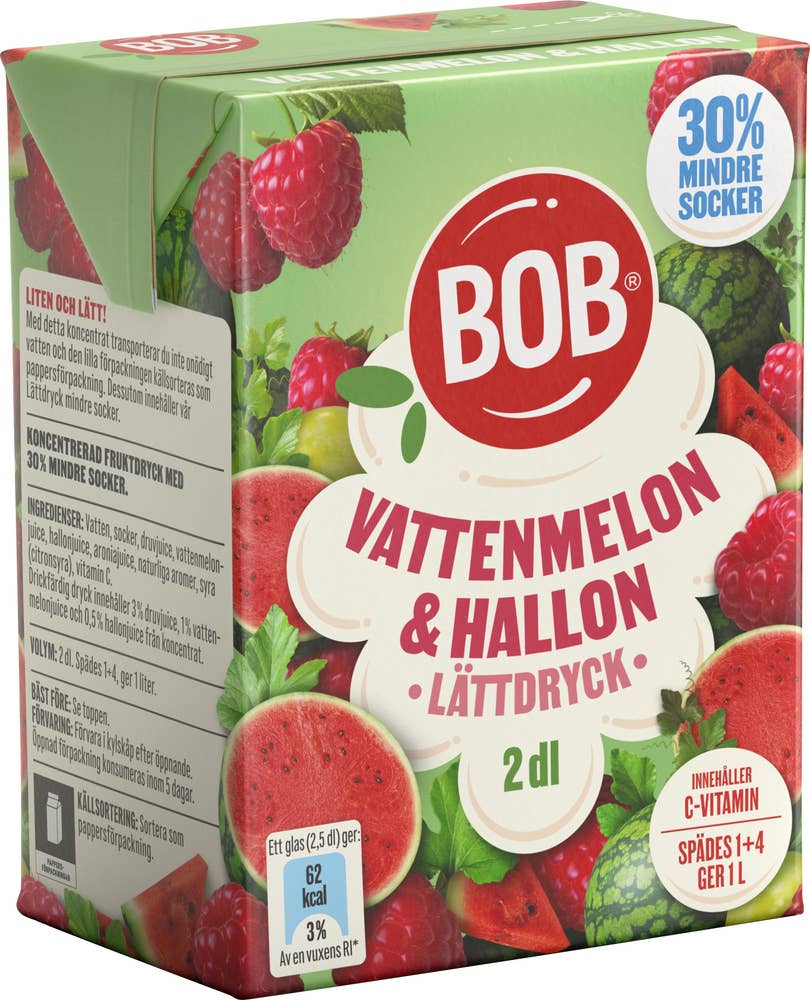Bob Lättdryck Vattenmelon & Hallon Koncentrat