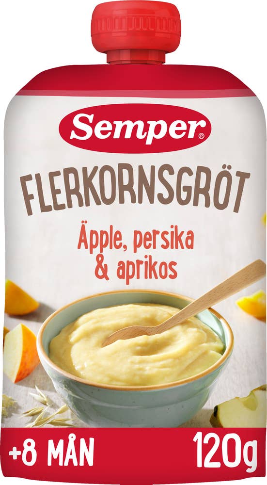 Semper Flerkornsgröt Äpple, Persika & Aprikos +8M