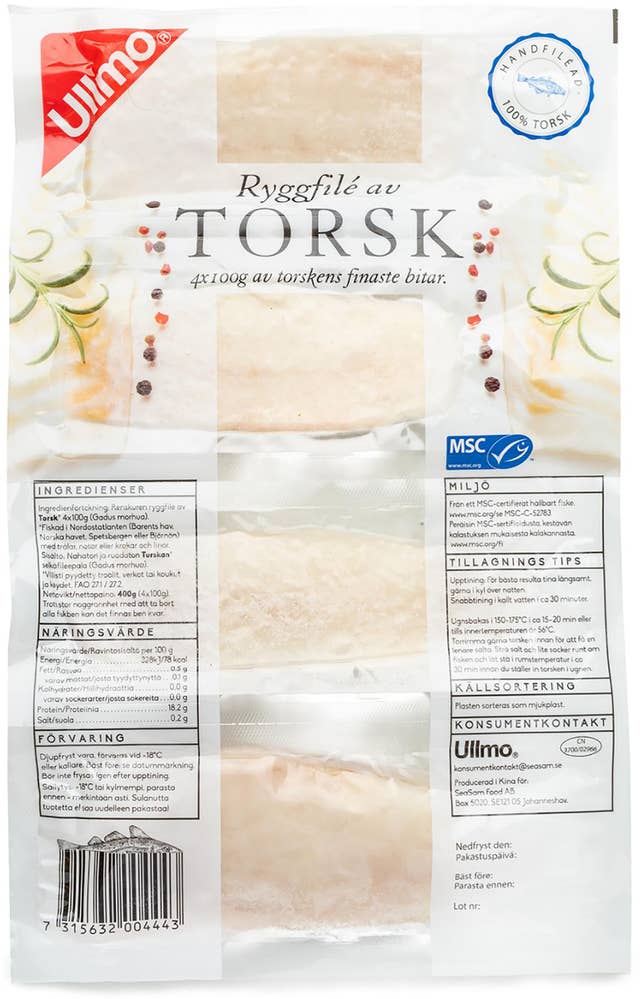 Ullmo Torskryggfilé MSC Fryst 4x100g