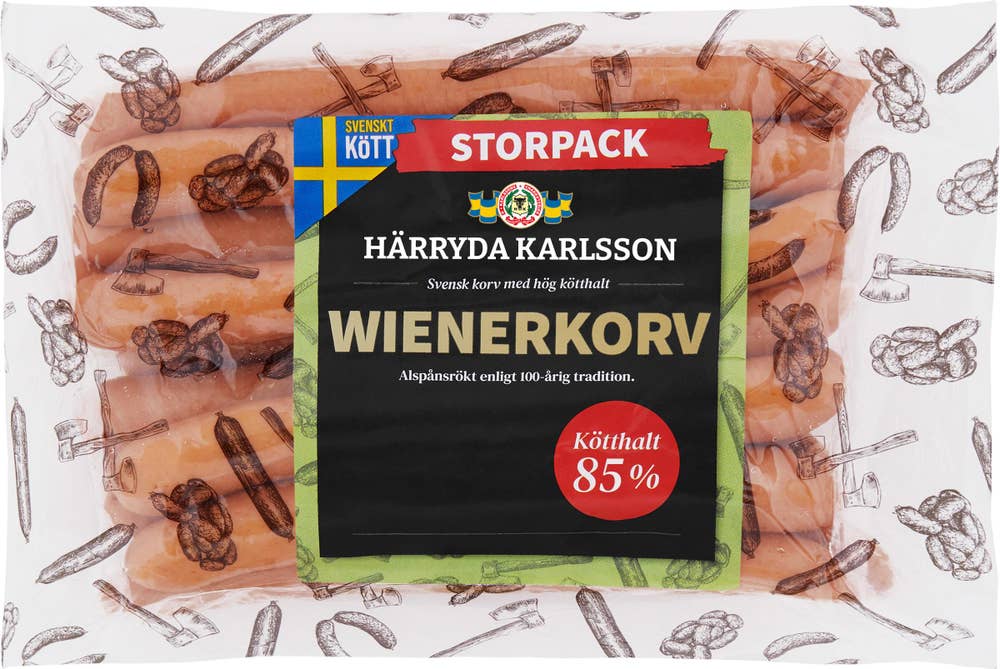 Härryda Karlsson Wienerkorv Skinnfri 700g Härryda Karlsson