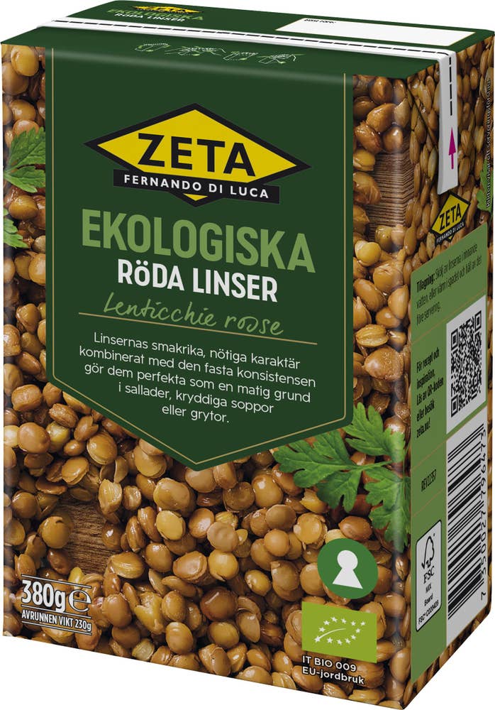 Zeta Röda Linser Färdigkokta EKO