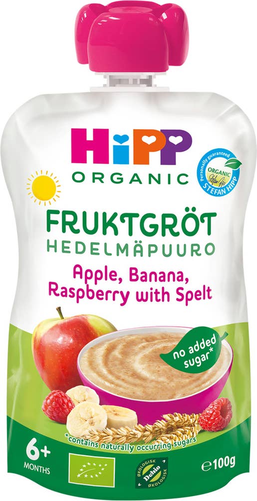 Hipp Fruktgröt Äpple, Banan & Hallon 6M EKO