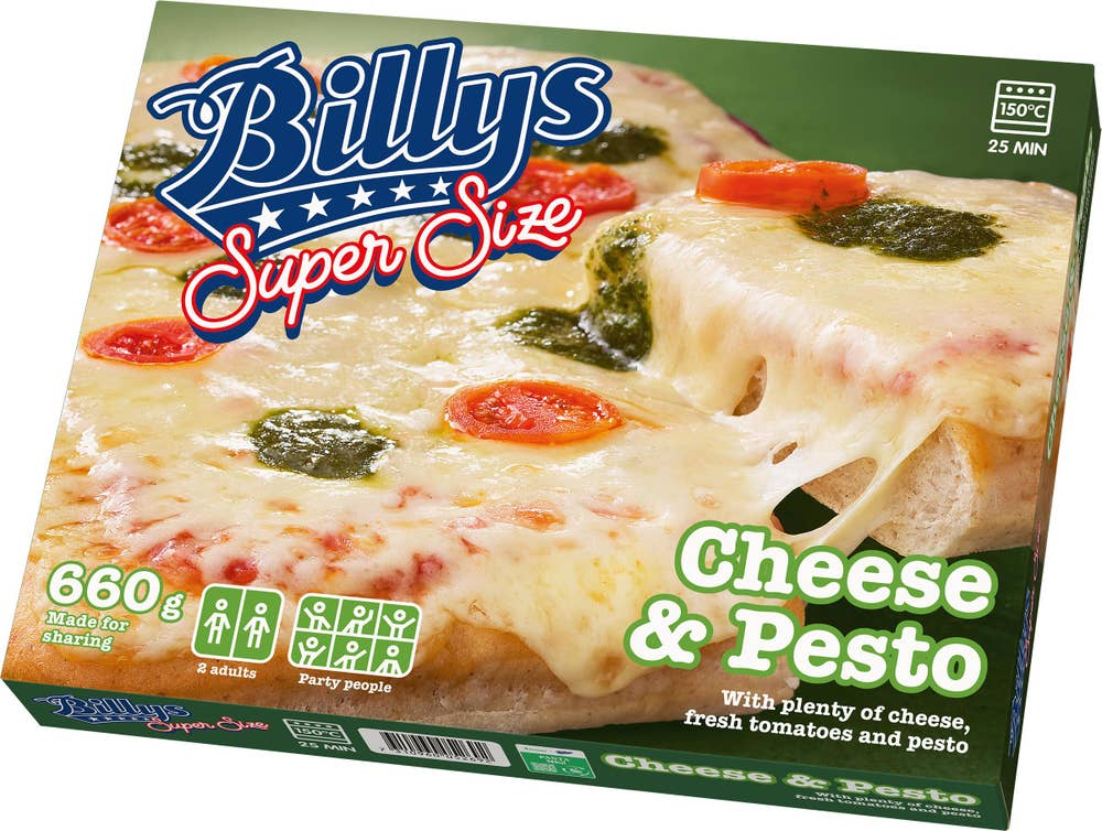 Billys Super Size Pizza Cheese & Pesto Fryst