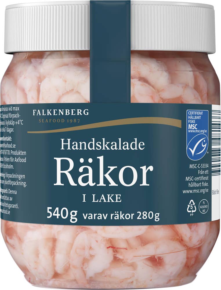 Falkenberg Seafood Räkor Handskalade i Lake MSC 280/540g