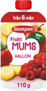 Semper Fruktmums Hallon, Äpple & Banan 6M