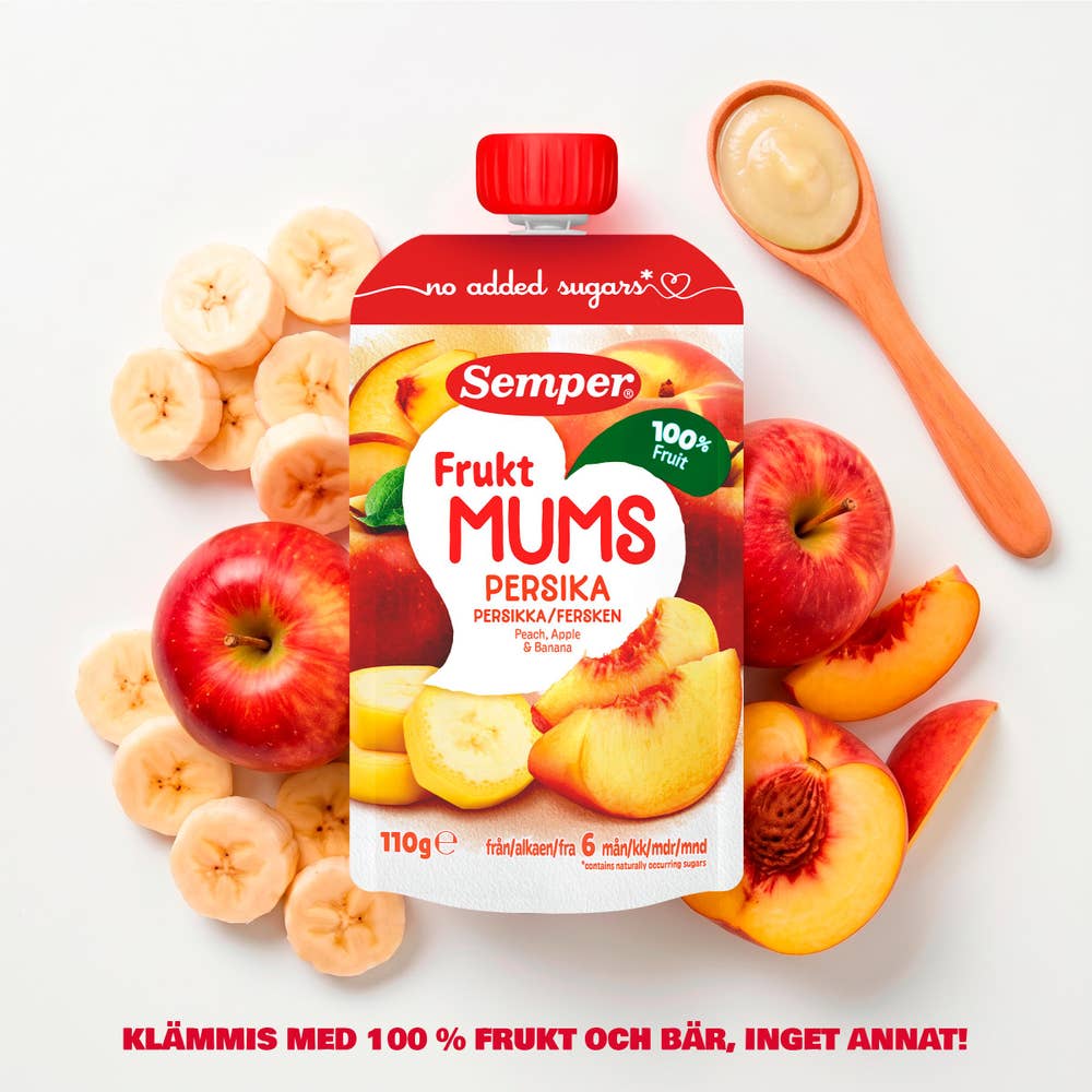 Semper Fruktmums Persika, Äpple & Banan 6M