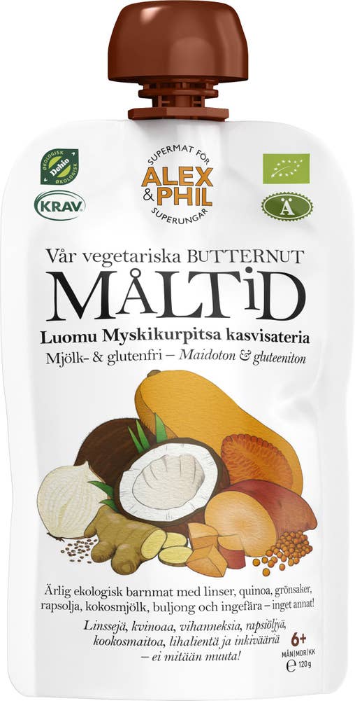 Alex&Phil Måltid Butternutsquash & Kokosmjölk 6M EKO/KRAV 120g Alex&Phil