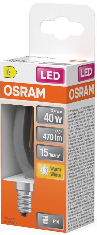 Osram LED Kron E14 470lm (40W) Klar