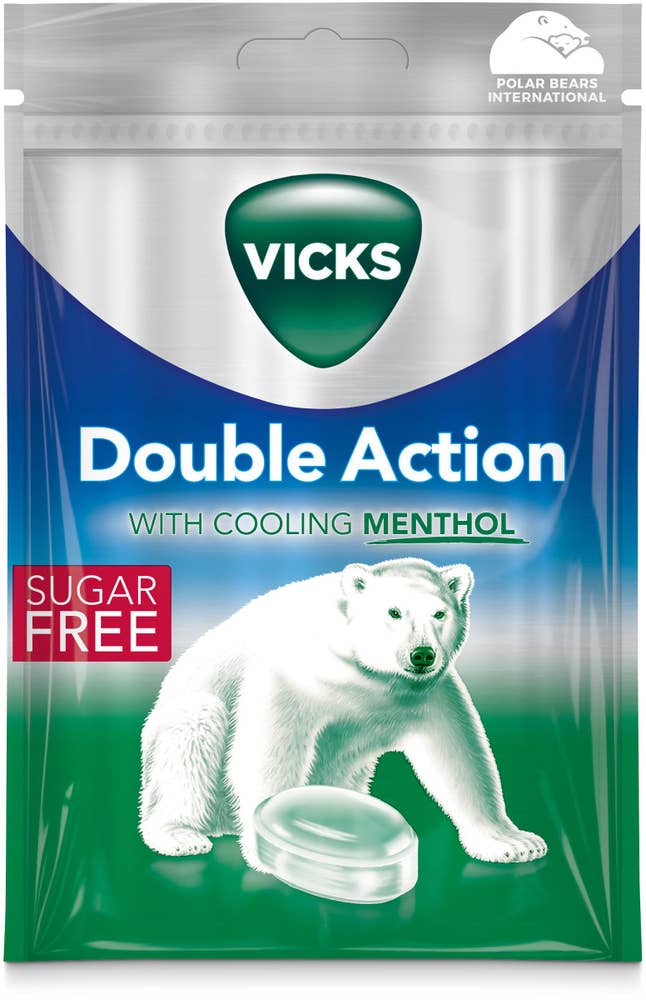 Vicks Halstabletter Blue Double Action Sockerfri