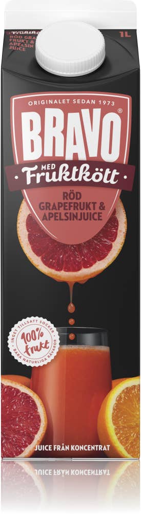 Bravo Juice Apelsin & Röd Grape med Fruktkött 1L Bravo