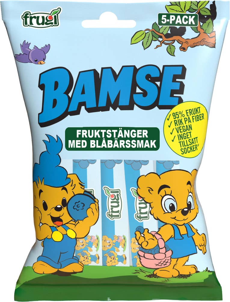 Bamse Fruktstång Blåbär 5-p