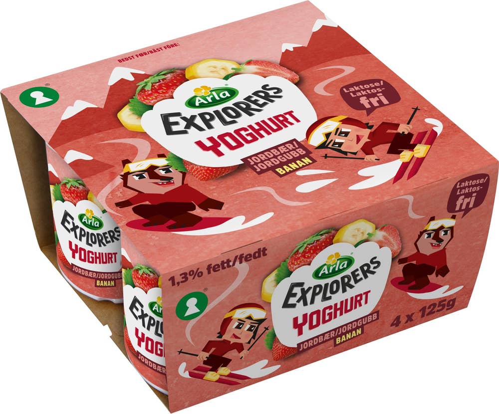 Arla® Explorers Yoghurt Jordgubb & Banan Laktosfri 4x Arla