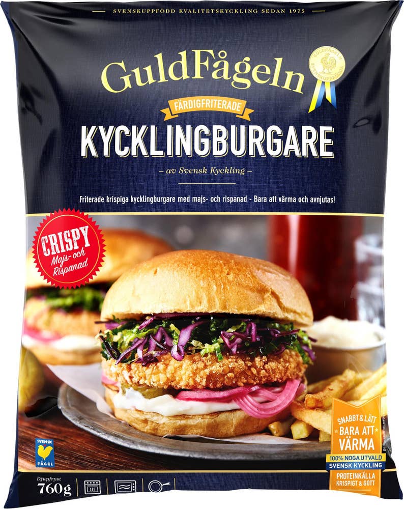 Guldfågeln Kycklingburgare Crispy Fryst 8-p