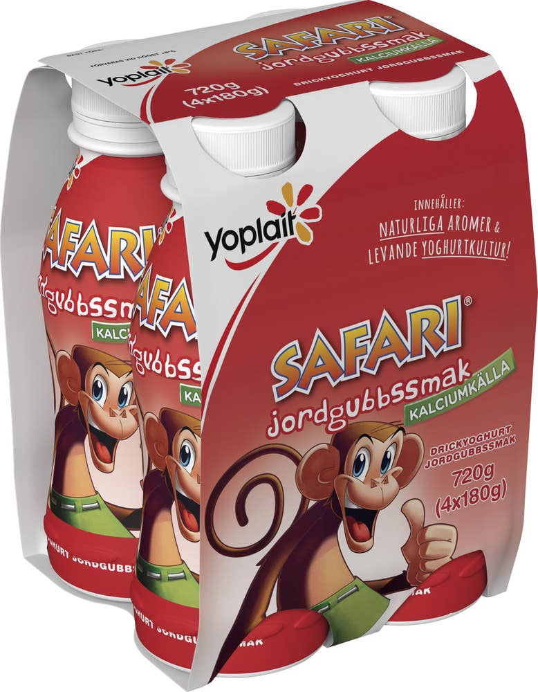 Yoplait Safari Drickyoghurt Jordgubb 0,8% 4-p