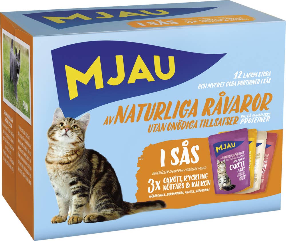 Mjau Kattmat Kött i Sås Multipack 12x85g